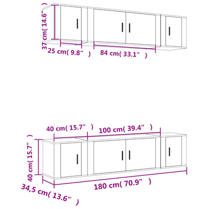 6 Piece TV Cabinet Set Smoked Oak Engineered Wood