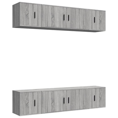 6 Piece TV Cabinet Set Grey Sonoma Engineered Wood