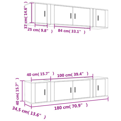 6 Piece TV Cabinet Set Grey Sonoma Engineered Wood