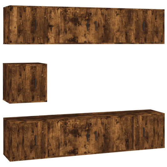 7 Piece TV Cabinet Set Smoked Oak Engineered Wood