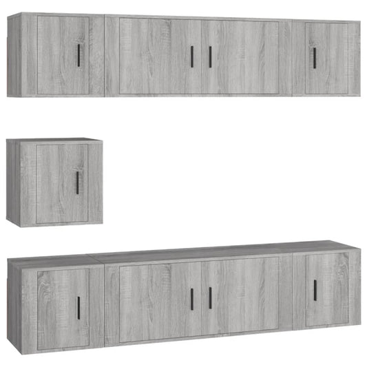 7 Piece TV Cabinet Set Grey Sonoma Engineered Wood
