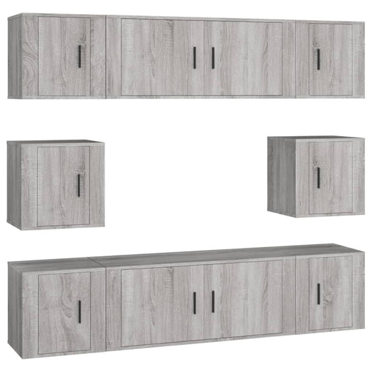 8 Piece TV Cabinet Set Grey Sonoma Engineered Wood