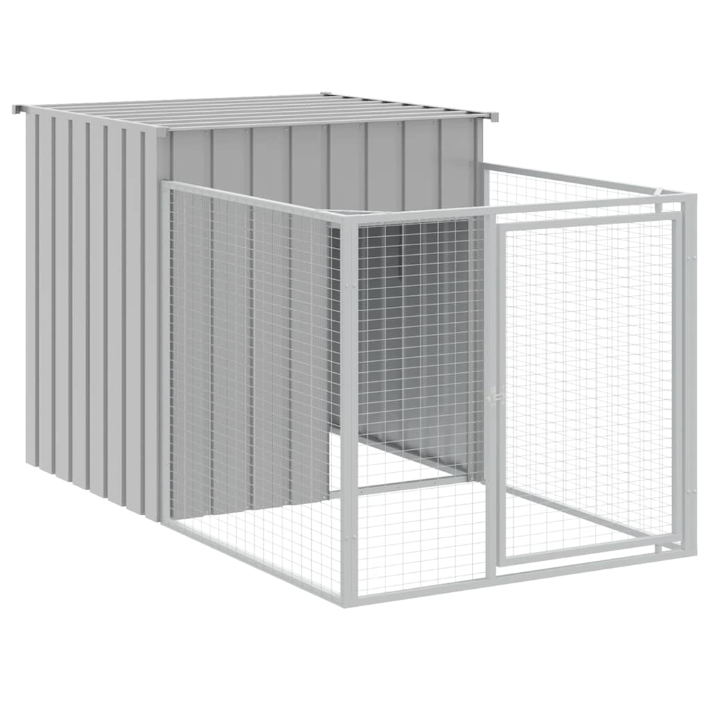 Dog House with Run Light Grey 43.3x79.1x43.3" Galvanised Steel