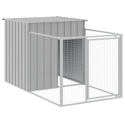 Dog House with Run Light Grey 43.3x79.1x43.3" Galvanised Steel