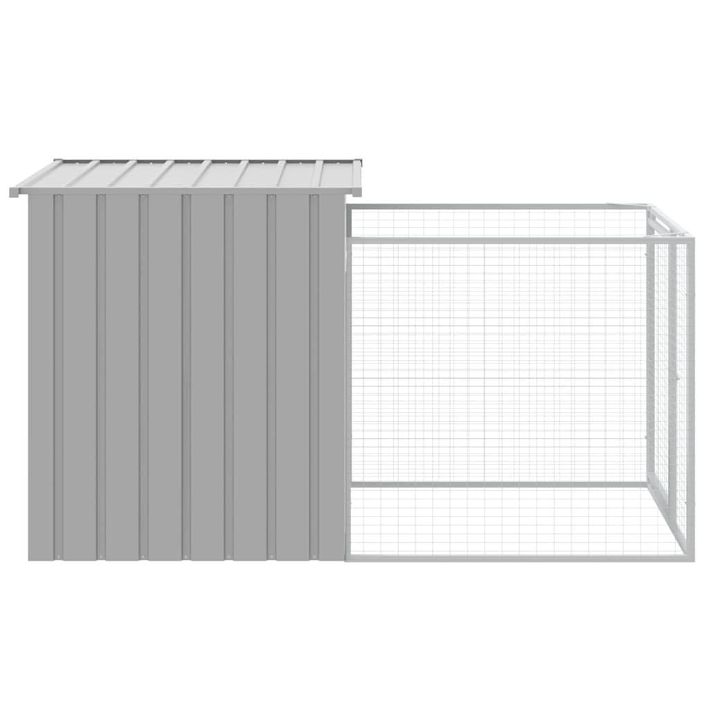 Dog House with Run Light Grey 43.3x79.1x43.3" Galvanised Steel