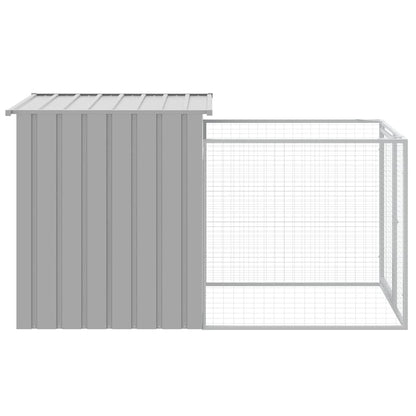 Dog House with Run Light Grey 43.3x79.1x43.3" Galvanised Steel