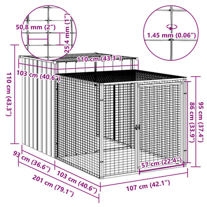 Chicken Cage Anthracite Galvanized Steel Large Durable