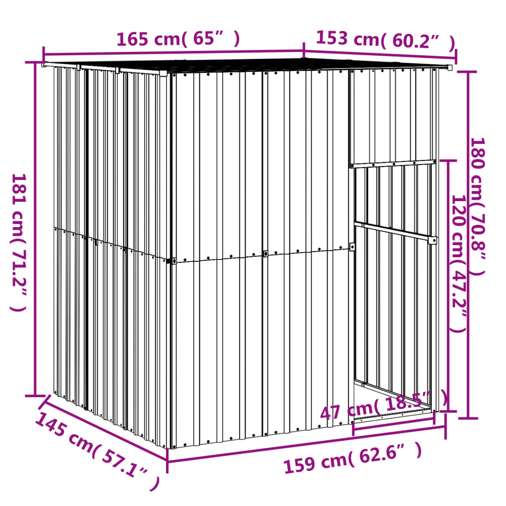 Dog House Anthracite Galvanized Steel Large Durable Dog House