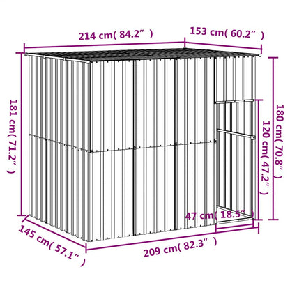 vidaXL Dog House Anthracite Galvanized Steel 84.3 x 60.2 x 71.3 in