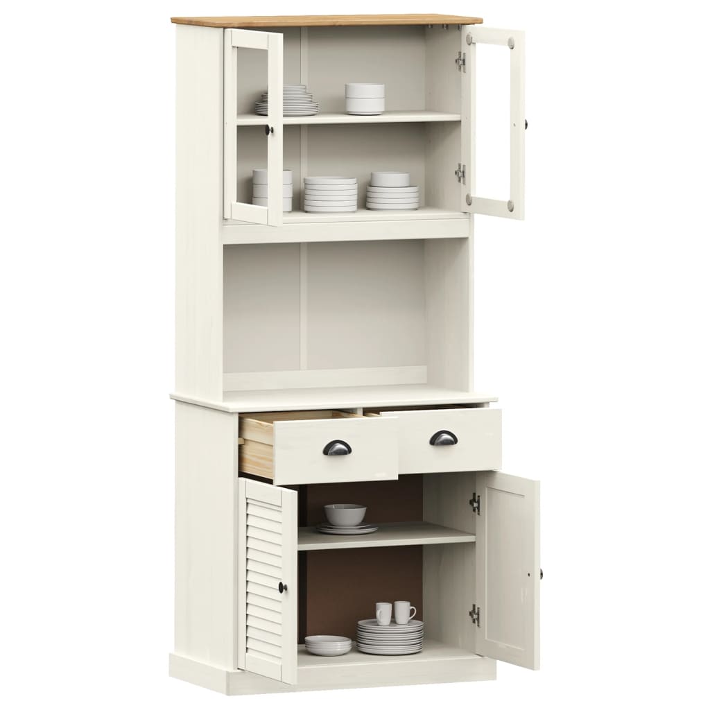 Highboard VIGO White 78x40x175 cm Solid Wood Pine