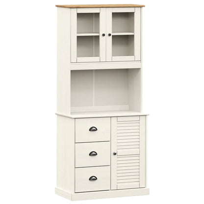 Highboard VIGO White 78x40x175 cm Solid Wood Pine