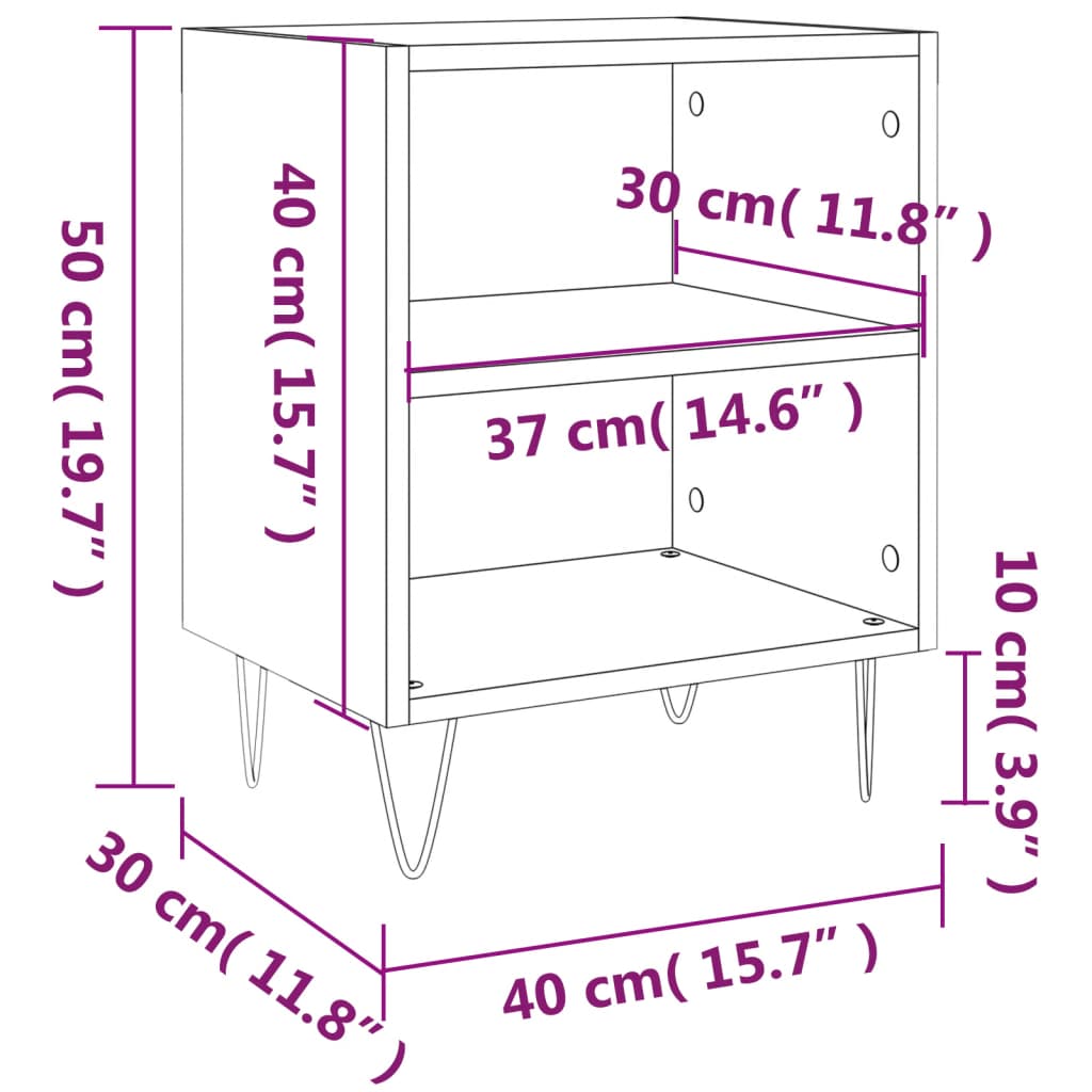 Bedside Cabinets 2 pcs Grey Sonoma 40x30x50 cm Engineered Wood