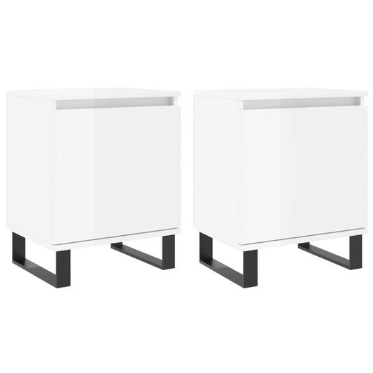 Bedside Cabinets 2 pcs High Gloss White 40x30x50 cm Engineered Wood