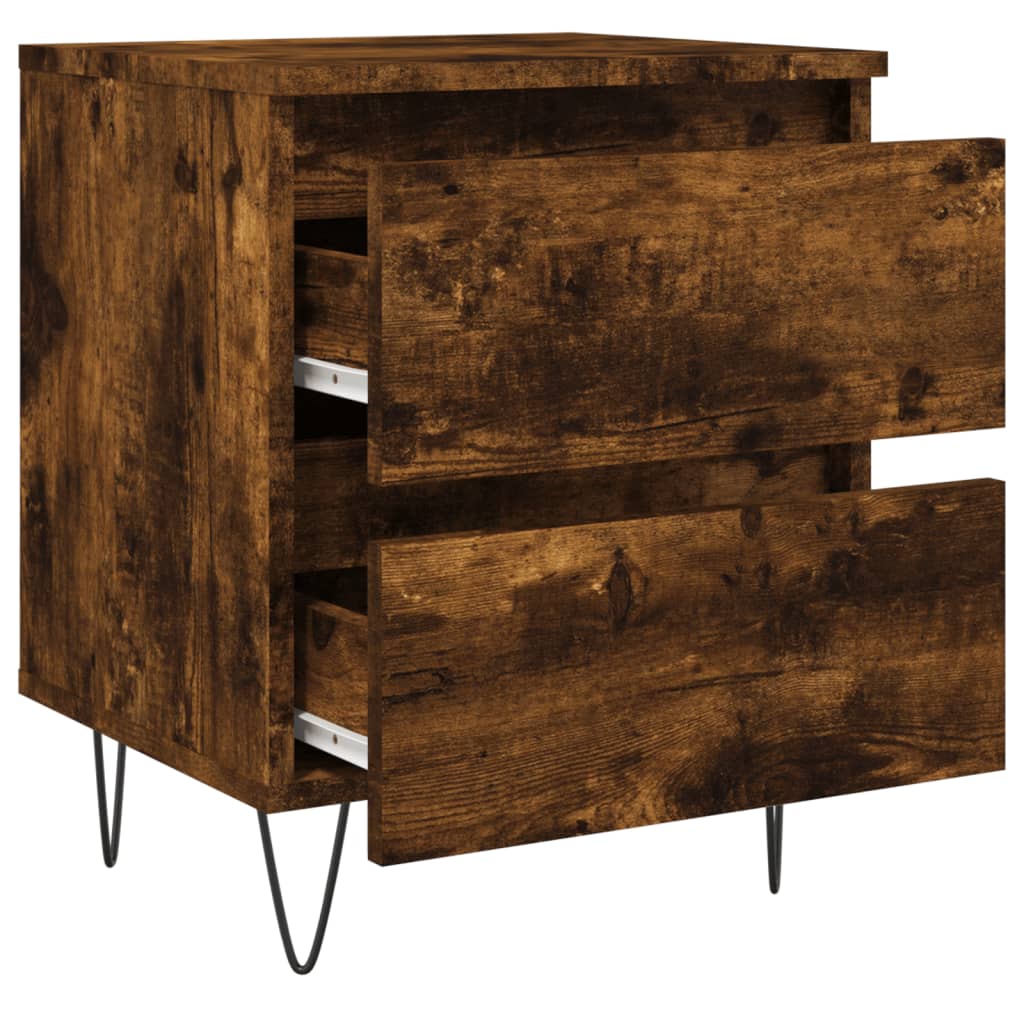 Bedside Cabinets 2 pcs Smoked Oak 40x35x50 cm Engineered Wood