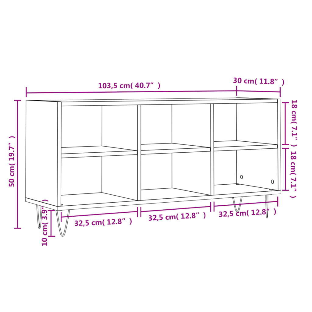 TV Cabinet Sonoma Oak 103.5x30x50 cm Engineered Wood