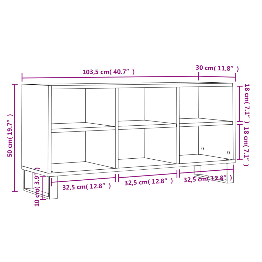 TV Cabinet Smoked Oak 103.5x30x50 cm Engineered Wood