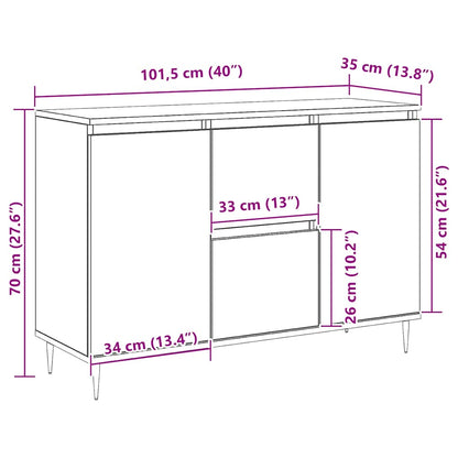 Sideboard Grey Sonoma 101.5x35x70 cm Engineered Wood