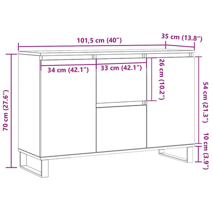 Sideboard Concrete Grey 101.5x35x70 cm Engineered Wood