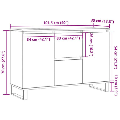 Sideboard Grey Sonoma 101.5x35x70 cm Engineered Wood