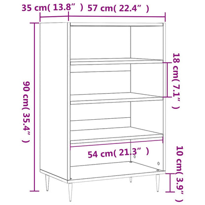 Highboard White 57x35x90 cm Engineered Wood