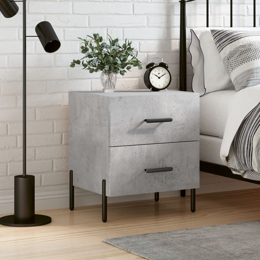 Bedside Cabinet Concrete Grey 40x35x47.5 cm Engineered Wood