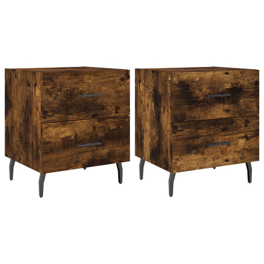 Bedside Cabinets 2 pcs Smoked Oak 40x35x47.5 cm Engineered Wood