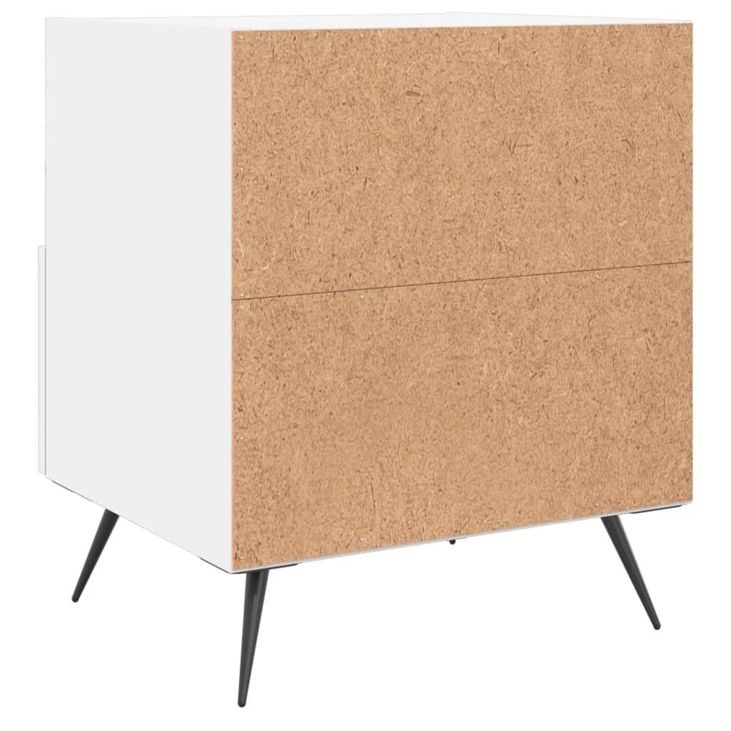 Bedside Cabinet | White | Engineered wood, iron, PU faux leather | Medium