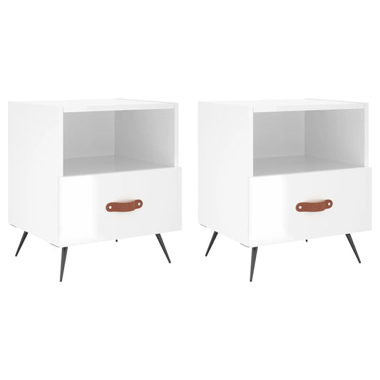 Bedside Cabinets 2 pcs High Gloss White 40x35x47.5 cm Engineered Wood