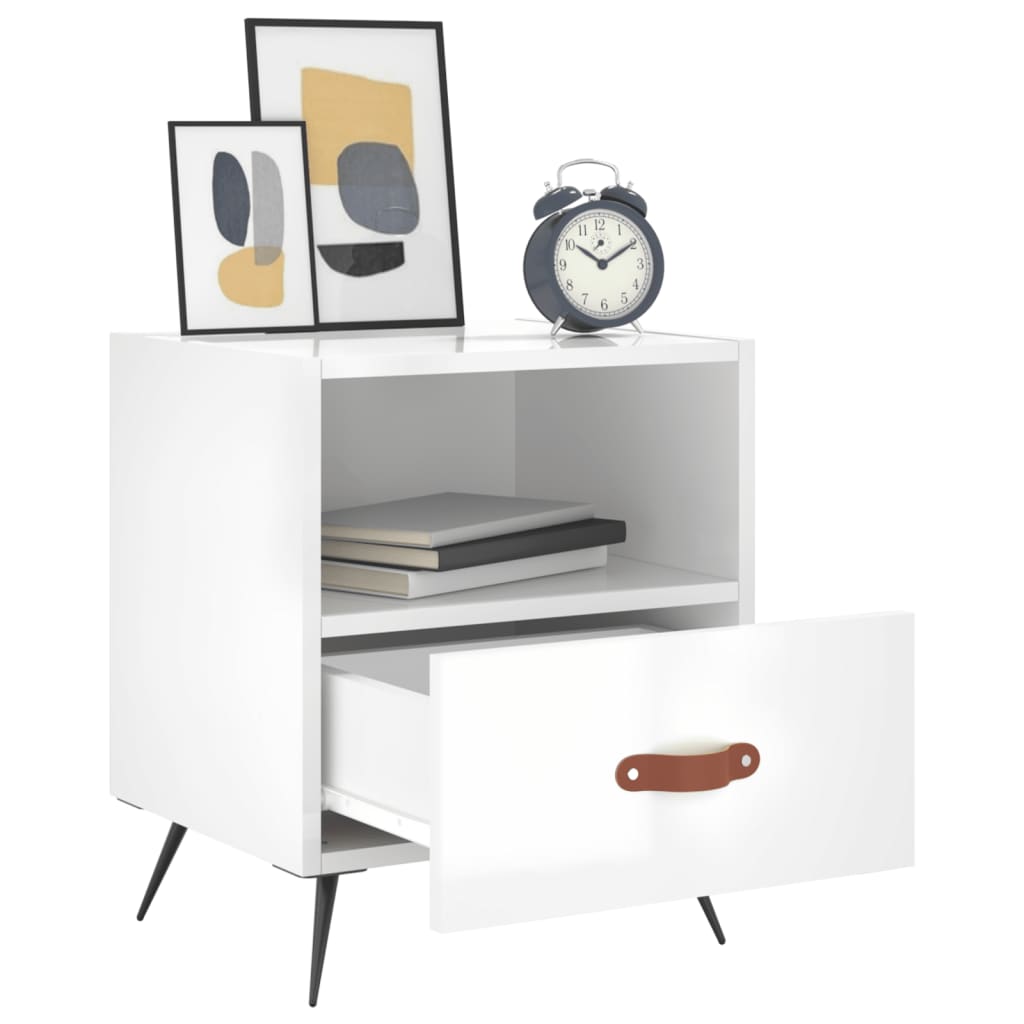 Bedside Cabinets 2 pcs High Gloss White 40x35x47.5 cm Engineered Wood