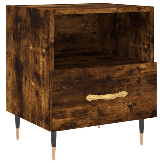 Bedside Cabinet Smoked Oak 40x35x47.5 cm Engineered Wood