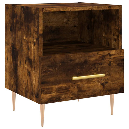 Bedside Cabinet Smoked Oak 40x35x47.5 cm Engineered Wood