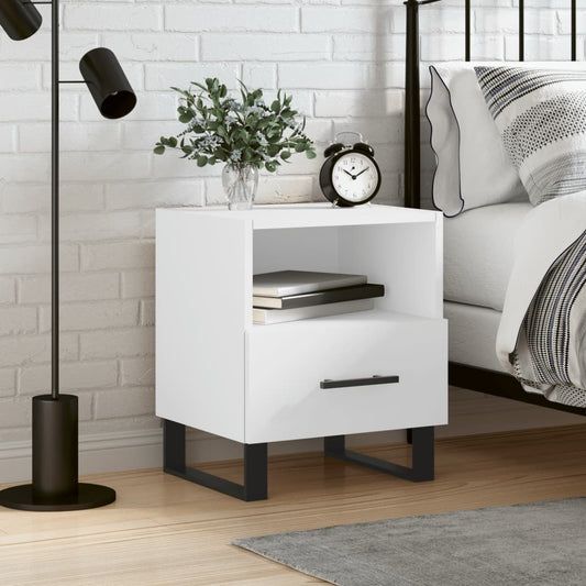 Bedside Cabinet White 40x35x47.5 cm Engineered Wood