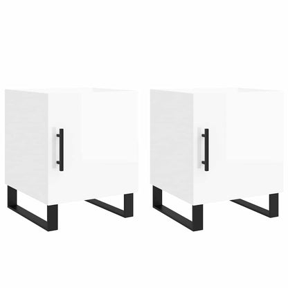 Bedside Cabinets 2 pcs High Gloss White 40x40x50 cm Engineered Wood
