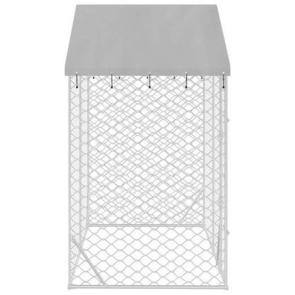 Outdoor Dog Kennel with Roof Silver 3x1.5x2.5 m Galvanised Steel