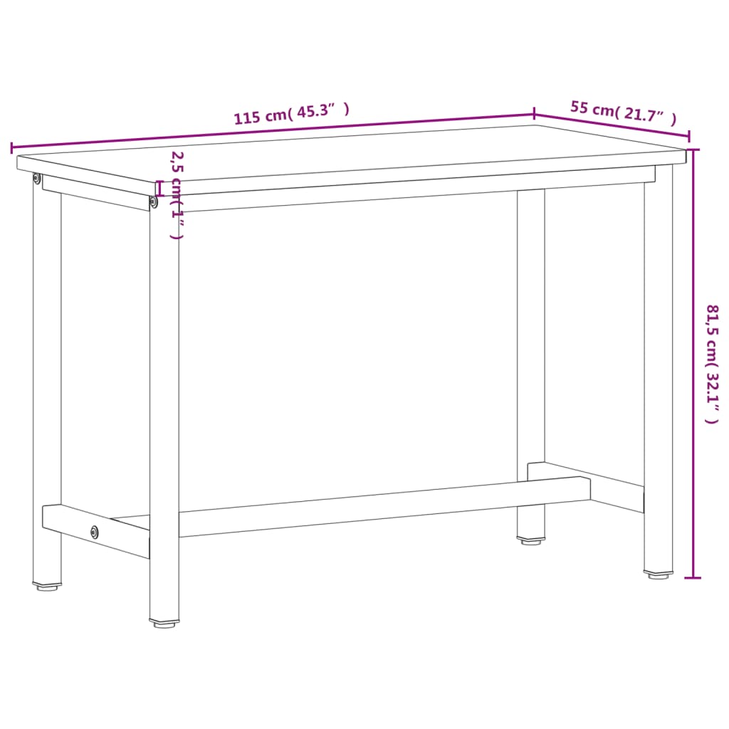 Workbench 115x55x81.5 cm Solid Wood Beech and Metal