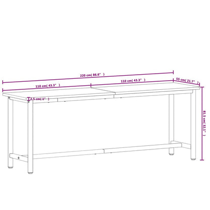 Workbench 220x55x81.5 cm Solid Wood Beech and Metal