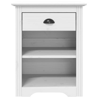 Bedside Cabinet BODO White 53x38.5x66 cm Solid Wood Pine