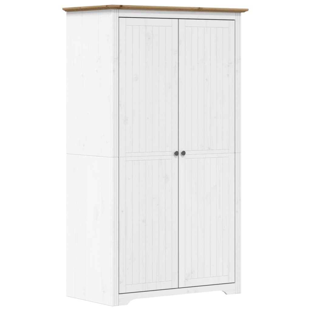 Wardrobe "BODO" White and Brown 99x53,5x173 cm Solid Wood Pine