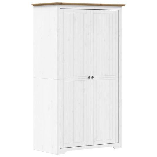 Wardrobe "BODO" White and Brown 99x53,5x173 cm Solid Wood Pine