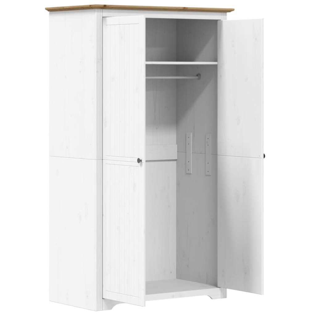 Wardrobe "BODO" White and Brown 99x53,5x173 cm Solid Wood Pine