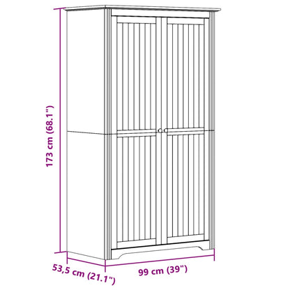 Wardrobe "BODO" White and Brown 99x53,5x173 cm Solid Wood Pine
