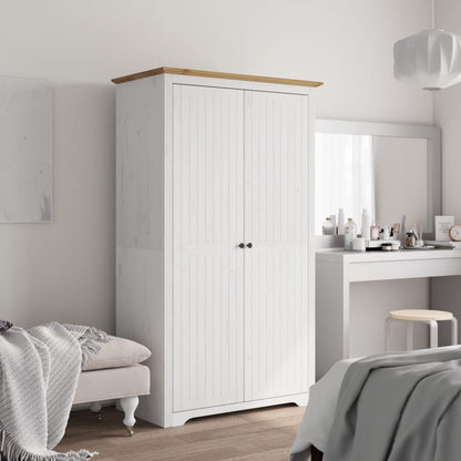 Wardrobe "BODO" White and Brown 99x53,5x173 cm Solid Wood Pine