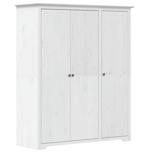 Wardrobe "BODO" White 146x53,5x173 cm Solid Wood Pine