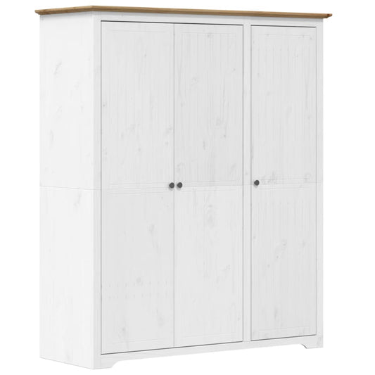 Wardrobe "BODO" White and Brown 146x53,5x173cm Solid Wood Pine