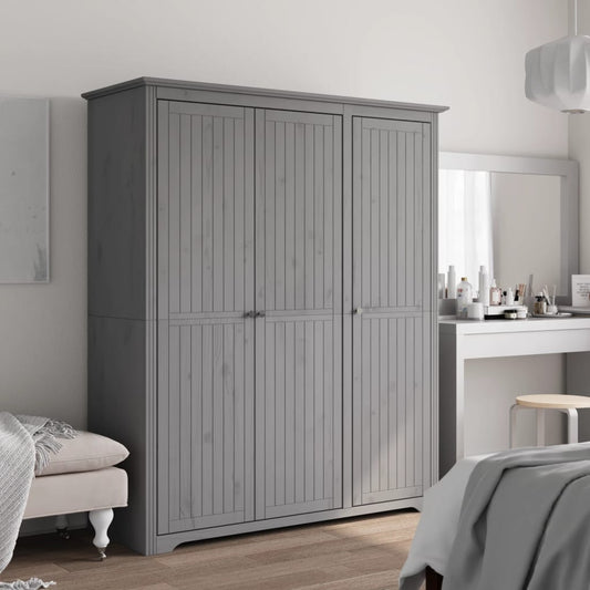 Wardrobe "BODO" Grey 146x53,5x173 cm Solid Wood Pine