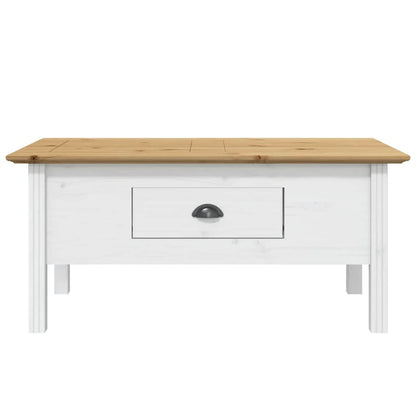 Coffee Table BODO White and Brown 100x55x45 cm Solid Wood Pine