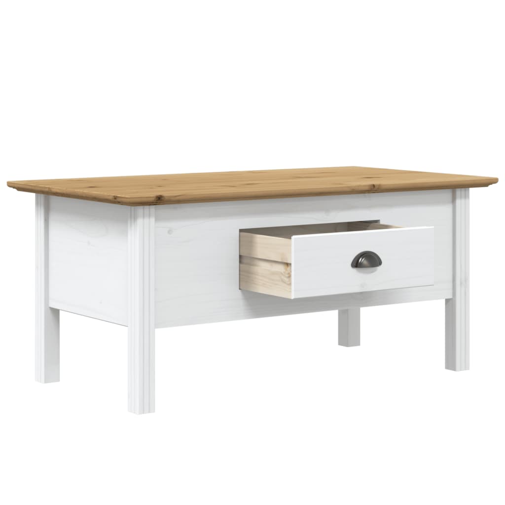 Coffee Table BODO White and Brown 100x55x45 cm Solid Wood Pine