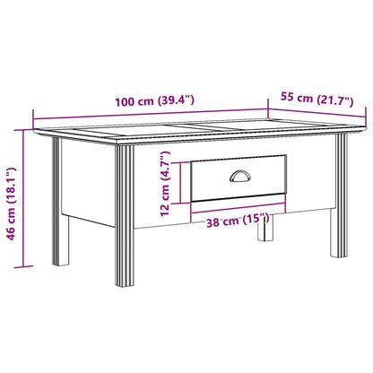 Coffee Table BODO White and Brown 100x55x45 cm Solid Wood Pine