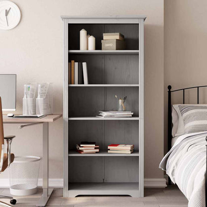 Bookcase BODO Grey 80x38x180 cm Solid Wood Pine 5-Tier