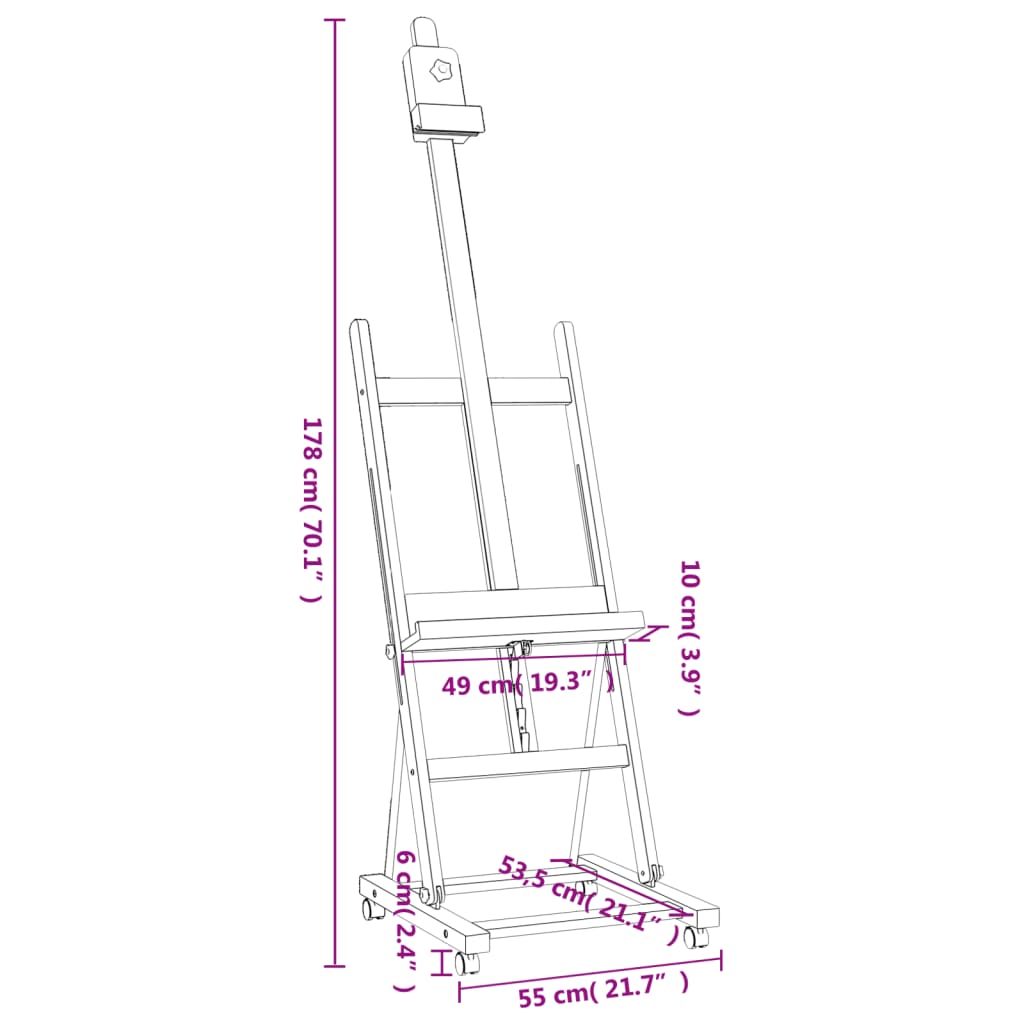 Easel Stand 55x53.5x178 cm Solid Beech Wood